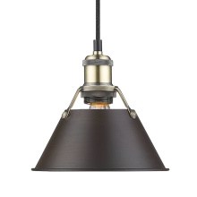 Golden 3306-S AB-RBZ - Yep by Golden Lighting Orwell 1-light 8in Pendant in Aged Brass and Rubbed Bronze shade
